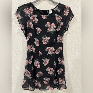 Floral Black and Pink Tailored Dress